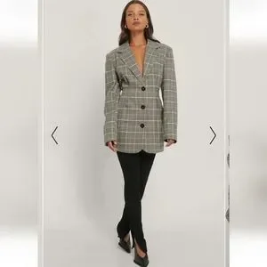 Na-Kd Jackets Coats Nakd Gathered Waist Check Printed Blazer